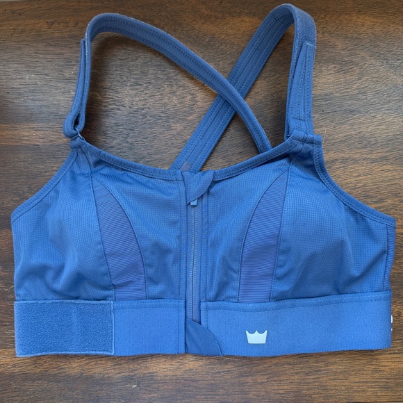 SHEFIT Navy Front-Zip Supportive Swim Bikini Top - Picture 2 of 6